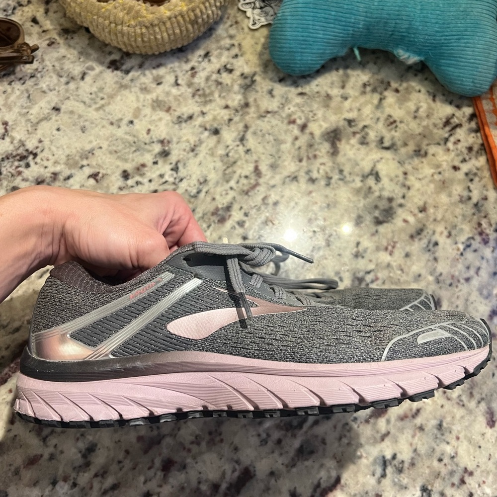 Brooks running shoes, size 9.5, grey & purple, lightly used
